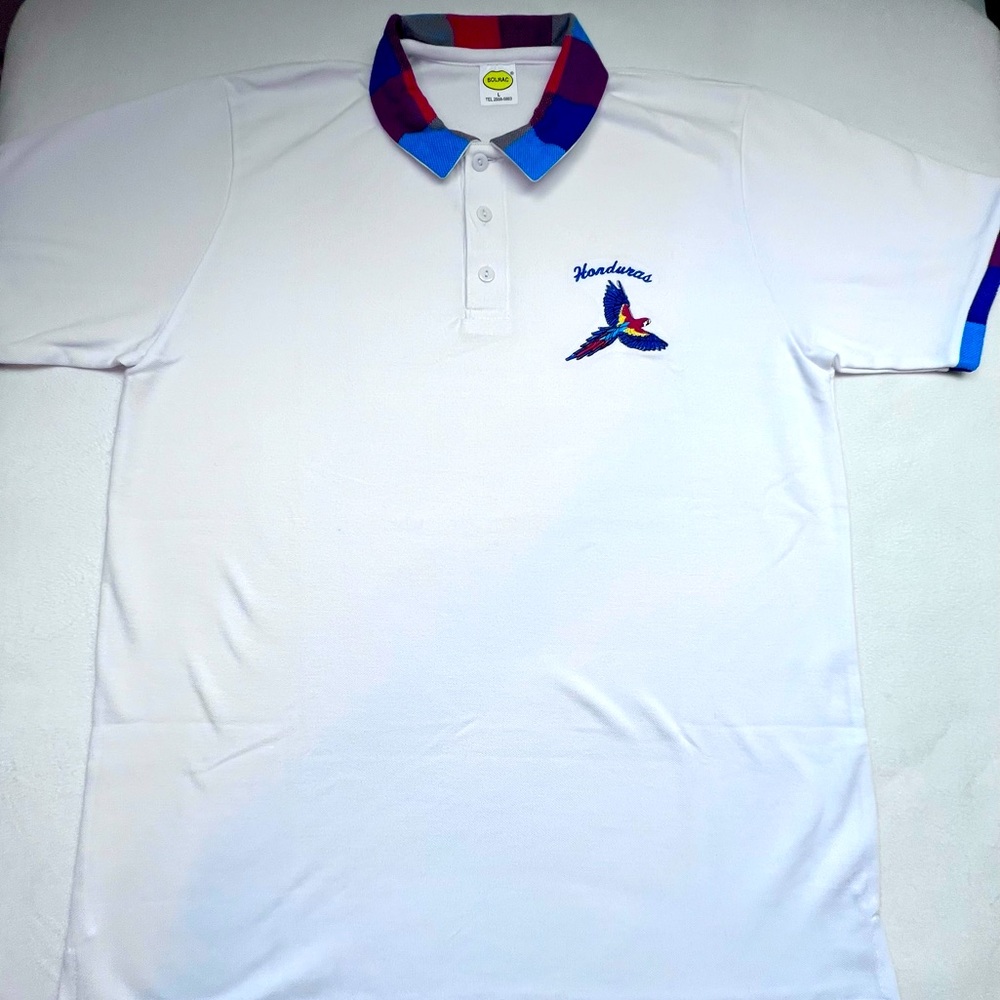 Honduras Traditional White Polo Shirt Size L